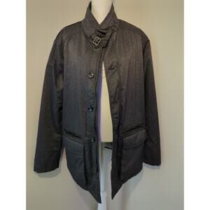 Armani Collezioni Collection sz 42 charcoal grey black button zip luxury jacket